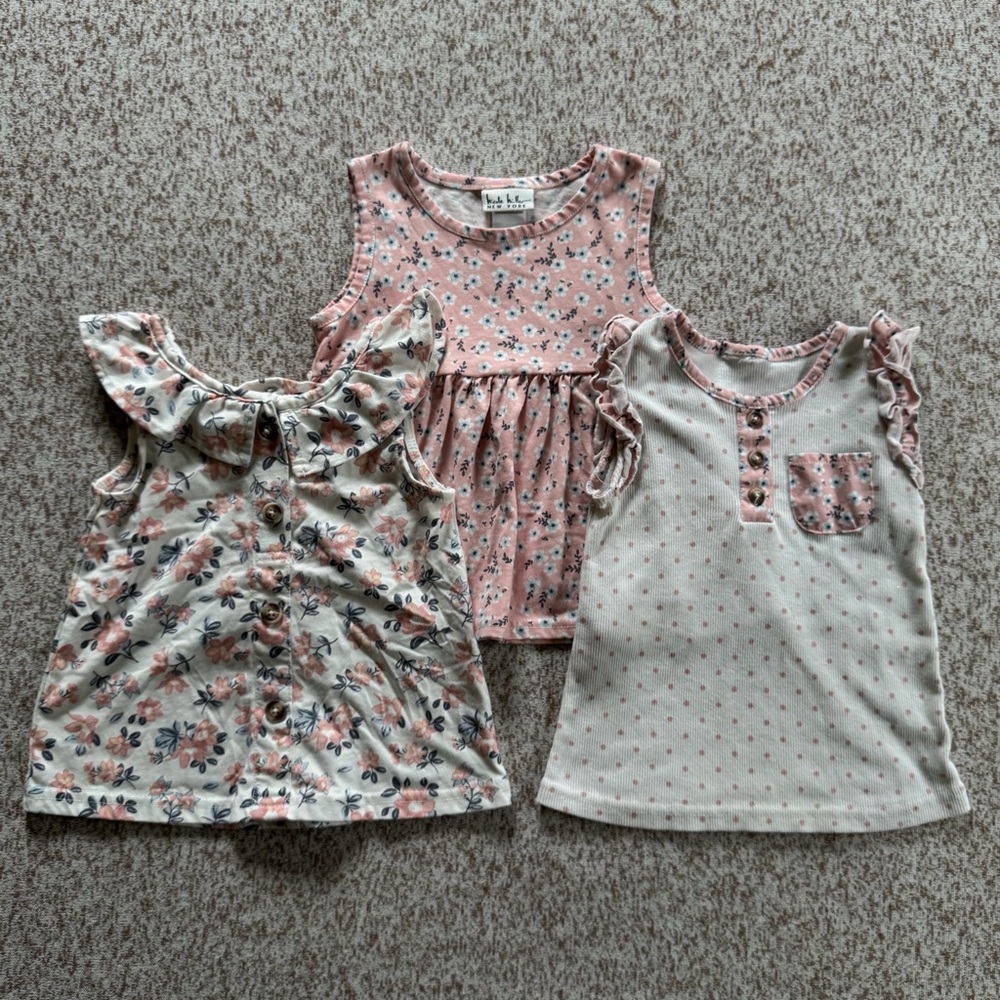 Nicole Miller Pink and White Floral Tank Tops Set